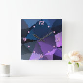 青とピンクのモザイク スクエア壁時計 (ホーム)