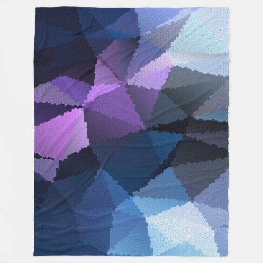 青とピンクのモザイク フリースブランケット (正面)