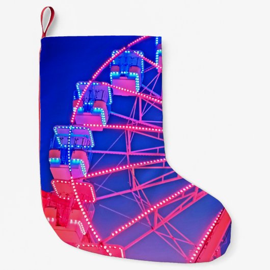 青とピンクのライト スモールクリスマスストッキング (正面)