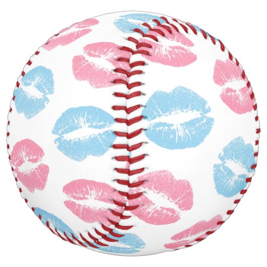 青とピンクのリップパターン リップスティック キス ソフトボール (アングル)