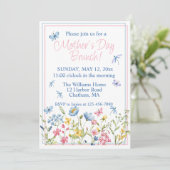 青とピンクのワイルドフラワーガーデンマザーズデイブランチ 招待状 (スタンド正面)