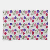 青とピンクのヴィンテージあじさい花キッチン キッチンタオル (横)