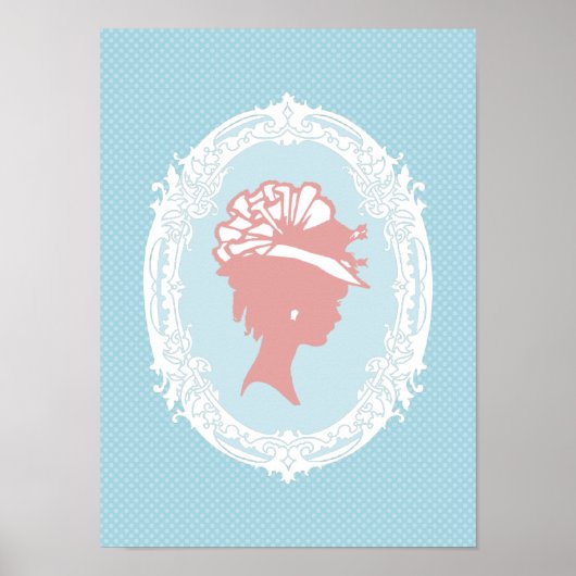 青とピンクのヴィンテージカメオ ポスター (正面)