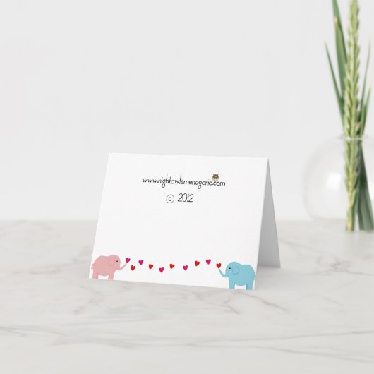 青とピンクの双子の象 感謝 (裏面)