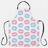 青とピンクの唇のパターン、口紅、キス エプロン (正面)