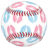 青とピンクの唇のパターン、口紅、キス ソフトボール (正面)