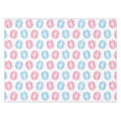 青とピンクの唇のパターン、口紅、キス テーブルクロス (正面(横))