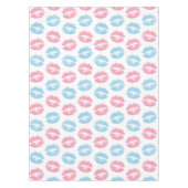 青とピンクの唇のパターン、口紅、キス テーブルクロス (正面)