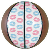 青とピンクの唇のパターン、口紅、キス バスケットボール (縦)