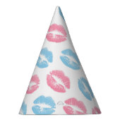 青とピンクの唇のパターン、口紅、キス パーティーハット (右)