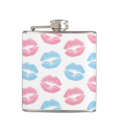 青とピンクの唇のパターン、口紅、キス フラスク (正面)
