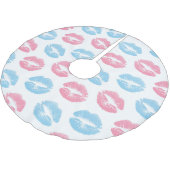 青とピンクの唇のパターン、口紅、キス ブラッシュドポリエステルツリースカート (アングル)