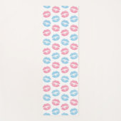 青とピンクの唇のパターン、口紅、キス ヨガマット (正面)