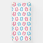 青とピンクの唇のパターン、口紅、キス 横断幕 (縦)