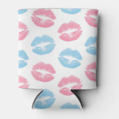 青とピンクの唇のパターン、口紅、キス 缶クーラー (正面)
