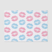 青とピンクの唇のパターン、口紅、キス 薄葉紙 (正面)