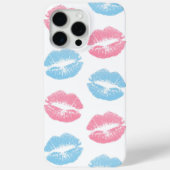 青とピンクの唇のパターン、口紅、キス Case-Mate iPhoneケース (裏面)