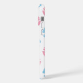 青とピンクの唇のパターン、口紅、キス iPhoneケース (左側面)