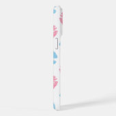 青とピンクの唇のパターン、口紅、キス iPhoneケース (右側面)