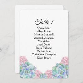 青とピンクの多肉植物。 ウェディング席次表 招待状