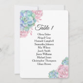 青とピンクの多肉植物。結婚式の座席表 招待状 (正面)