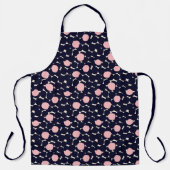 青とピンクの大きいドットパターン エプロン (正面)