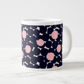 青とピンクの大きいドットパターン ジャンボコーヒーマグカップ (正面右)