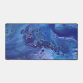 青とピンクの大理石の抽象化 デスクマット (正面)