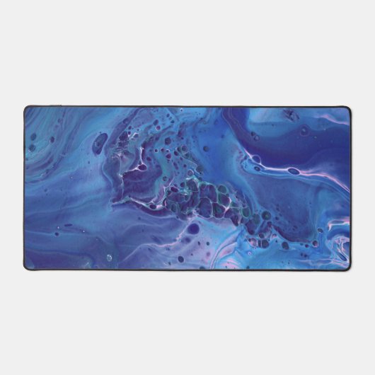 青とピンクの大理石の抽象化 デスクマット (正面)