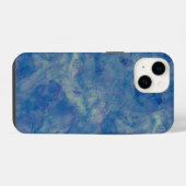 青とピンクの大理石アクリル抽象画 iPhoneケース (裏面横)