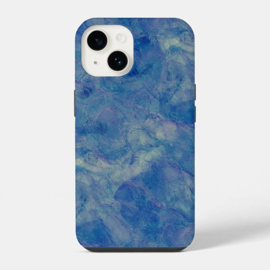 青とピンクの大理石アクリル抽象画 iPhoneケース (裏面)