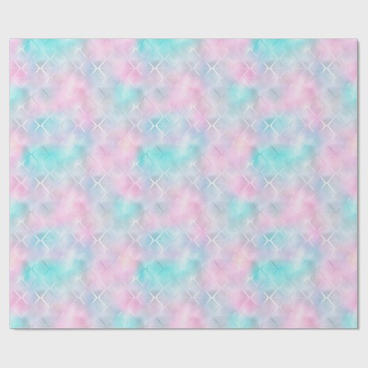 青とピンクの大理石ルックウォータカラー ラッピングペーパー (フラット)