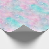 青とピンクの大理石ルックウォータカラー ラッピングペーパー (角)