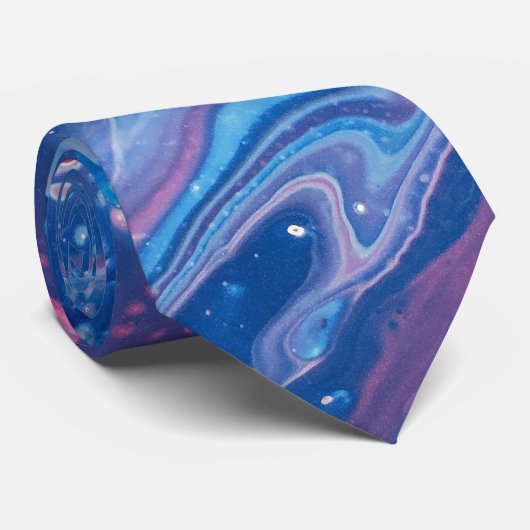 青とピンクの大理石瑪瑙アブストラクション ネクタイ (ロール)