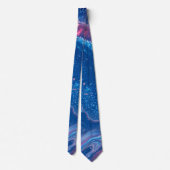 青とピンクの大理石瑪瑙アブストラクション ネクタイ (裏面)