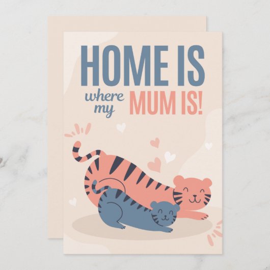 青とピンクの家が母の日 シーズンカード (正面/裏面)