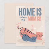 青とピンクの家は私のお母さんがいる場所 マザーズデー シーズンカード (正面/裏面)