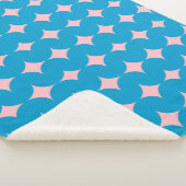 青とピンクの幾何学中央世紀のパターン シェルパブランケット (3/4)