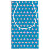 青とピンクの幾何学中央世紀のパターン スモールペーパーバッグ (裏面)