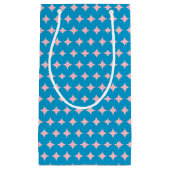 青とピンクの幾何学中央世紀のパターン スモールペーパーバッグ (正面)