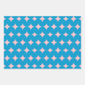 青とピンクの幾何学中央世紀のパターン ラッピングペーパーシート (正面2)