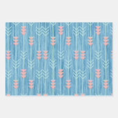 青とピンクの幾何学的な抽象 ラッピングペーパーシート (正面3)