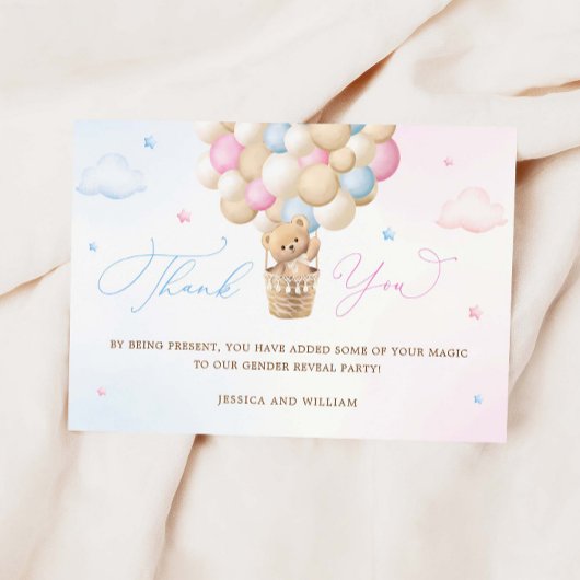 青とピンクの性別が明らかに感謝 カード