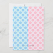 青とピンクの性別の表示パーティー 招待状 (裏面)