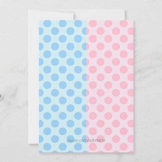 青とピンクの性別の表示パーティー 招待状 (裏面)