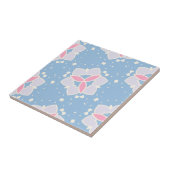 青とピンクの抽象芸術ハートパターン タイル (側面)