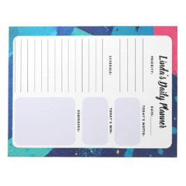 青とピンクの抽象芸術毎日To-Doリストのメモ帳 ノートパッド