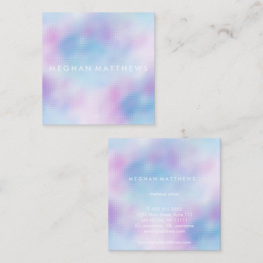 青とピンクの抽象芸術美しいスタイリスト スクエア名刺 (正面/裏面)