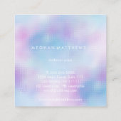青とピンクの抽象芸術美しいスタイリスト スクエア名刺 (裏面)