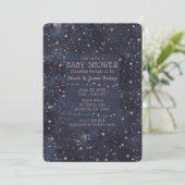 青とピンクの星空の天の赤ちゃんのシャワーパーティー 招待状 (スタンド正面)